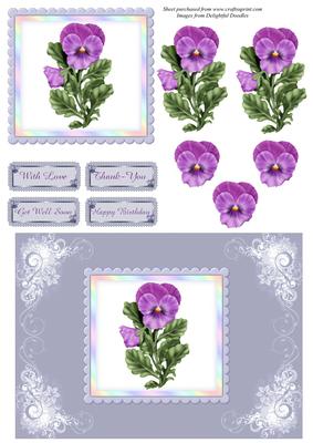 Purple Pansies Card Front