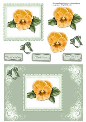 Yellow Pansy Card Front