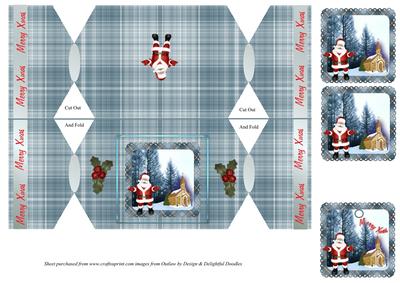 Blue Plaid Xmas Cracker Card