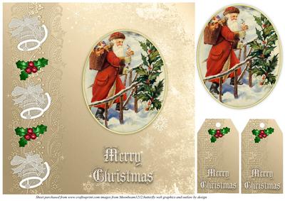 Vintage Santa 8x8 Xmas Card