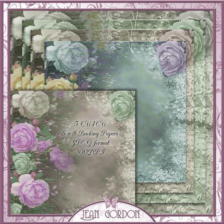 5 Cu4cu Roses 8x8 Backing Papers