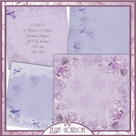 Cu4cu 8x8 Flowers and Pearls Backing Papers