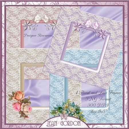 4 Cu Flowers and Lace Frames