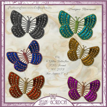 Cu 6 Glitter Butterflies