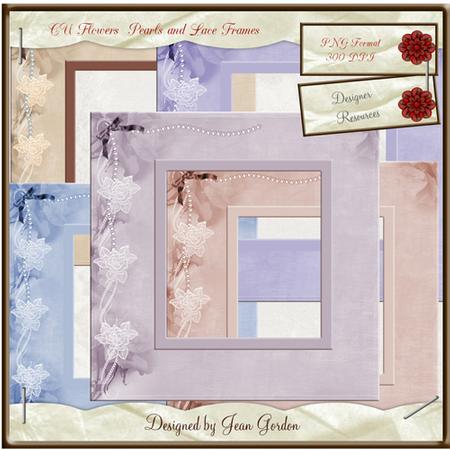 Cu 5 Flowers Lace & Pearl Frames