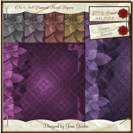 Cu 6 8x8 Damask Floral Papers