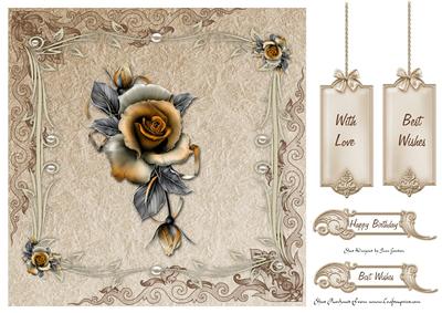 Gold Roses 8x8