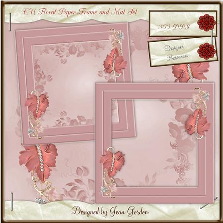 Cu Floral Paper,frame and Mat Set