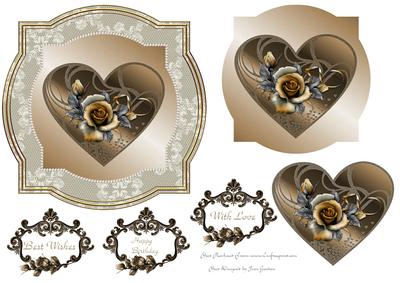 Gold Rose Hearts