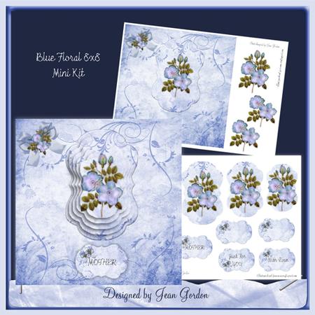 Blue Floral 8x8 Mini Kit