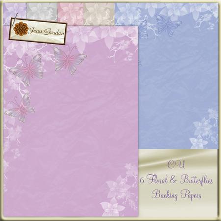Cu 6 A4 Floral & Butterflies Backing Papers