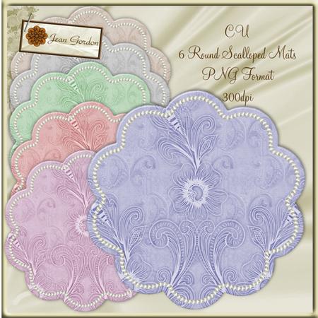 Cu 6 Floral Round Scalloped Mats