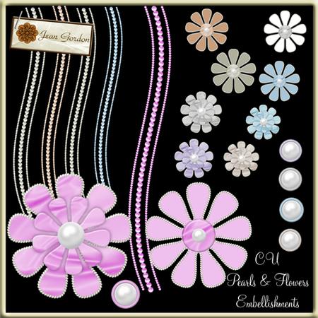 Cu Pearls & Flowers Embellishments