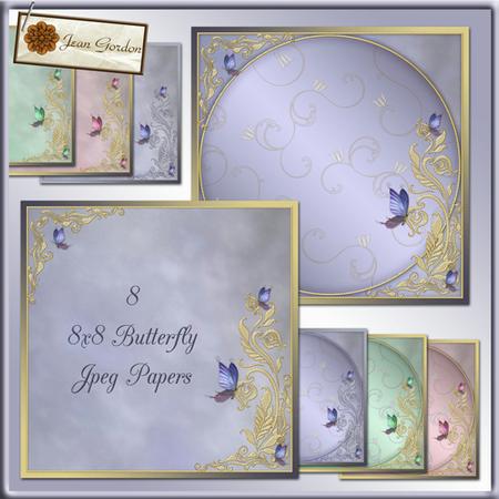 8 Cu 8x8 Butterlfy Backing Papers