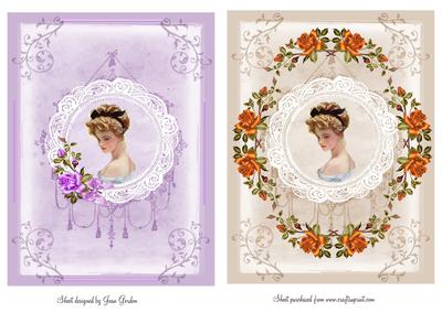 2 Vintage Ladies and Roses
