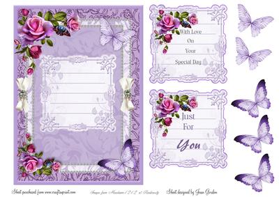 Lilac Butterflies & Roses