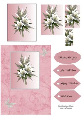 Pink Quick Card Front with Lillies
