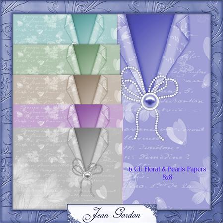 6 Cu Floral and Pearls Papers 8x8