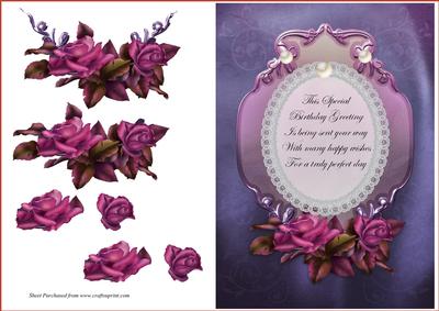 Roses Birthday Card Front with Verse