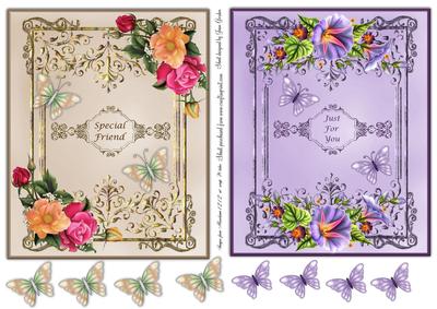 2 Floral Toppers with Butterflies