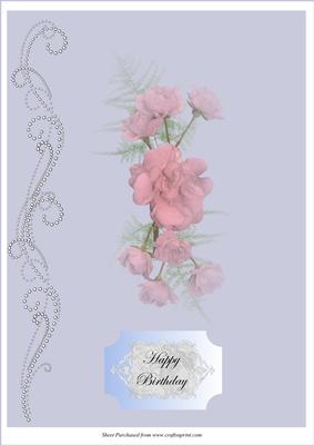 A Birthday Card Front with Spray of Flowers