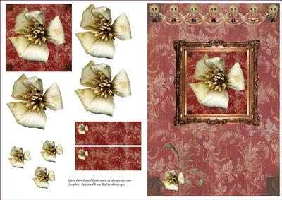 Vintage Card Front with Framed Flower Topper