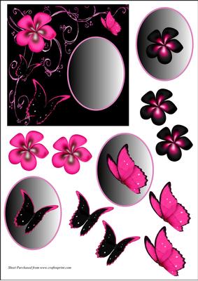 Pink and Black Card Front/topper