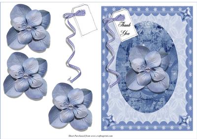 Blue Floral Thank You Card