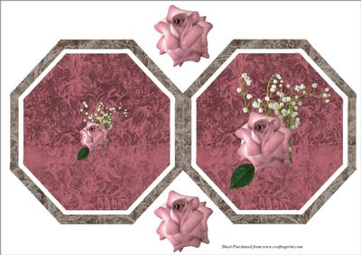 Pink Rose and Lily of the Valley Octagon Card