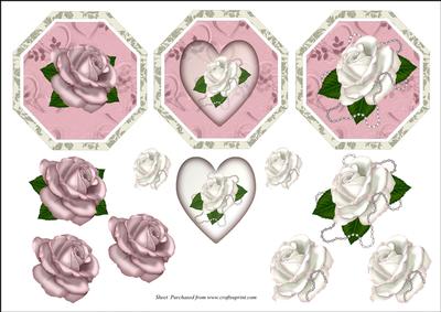 Pink and White Rose Toppers with Decoupage