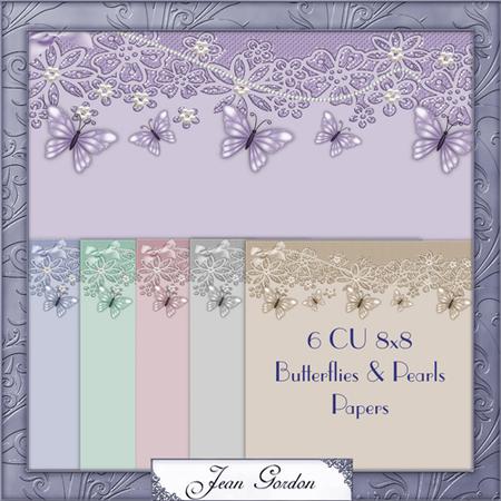 Butterflies & Pearls Papers 8x8