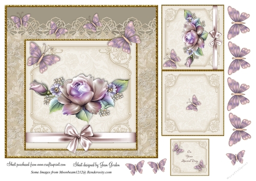 Butterflies & Roses Quick Card
