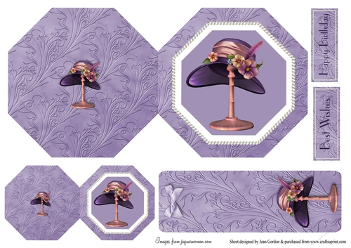 Floral Hat Octagonal Card