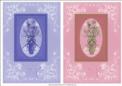 Blue and Pink Card Fronts with Roses