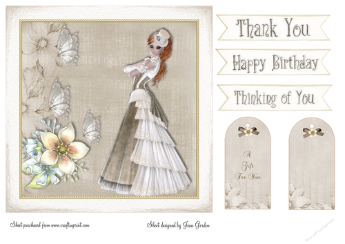 Lady,Flowers and Butterflies