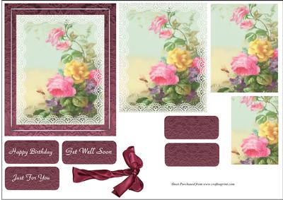 Roses and Lace Card Topper with Pyramage