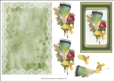 Roses and Feather Card Topper