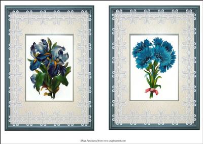 2 Blue Floral Card Fronts/toppers