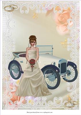 Bride with White Bridal Car