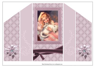 Victorian Girl with White Cat Theatre Fold