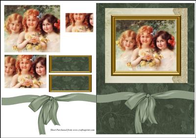 Vintage Girls Card Front with Pyramage
