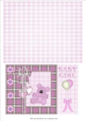 Baby Girl Card with Backing Paper