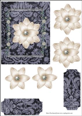 Blue Card Front with Decoupage