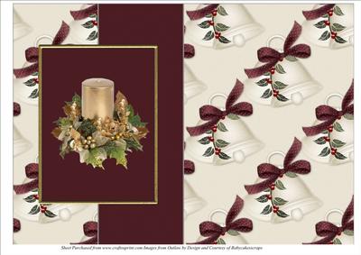 Gold Candle Christmas Fold Back Card