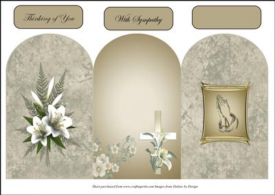 Lillies, Cross and Prayer Sympathy Card