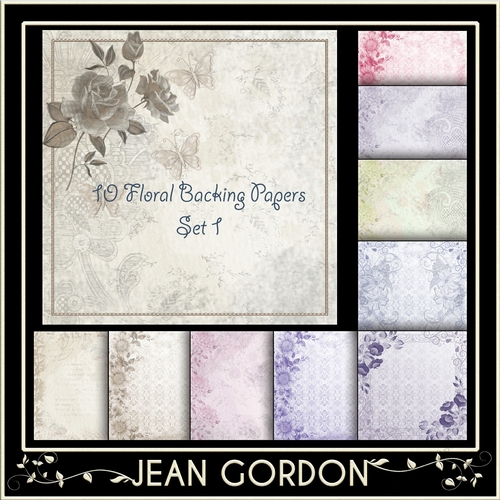 10 8x8 Floral Backing Papers Set 1