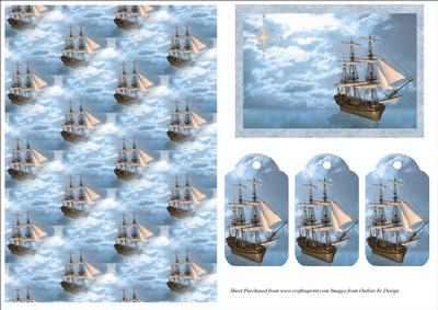 Old Sailing Ship Topper & Backing Paper