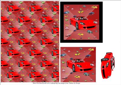 Red Car Topper with Backing Paper
