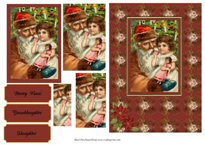 Santa and Little Girl Card Front with Pyramage
