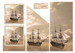 Ship at Sea Cascade Card
